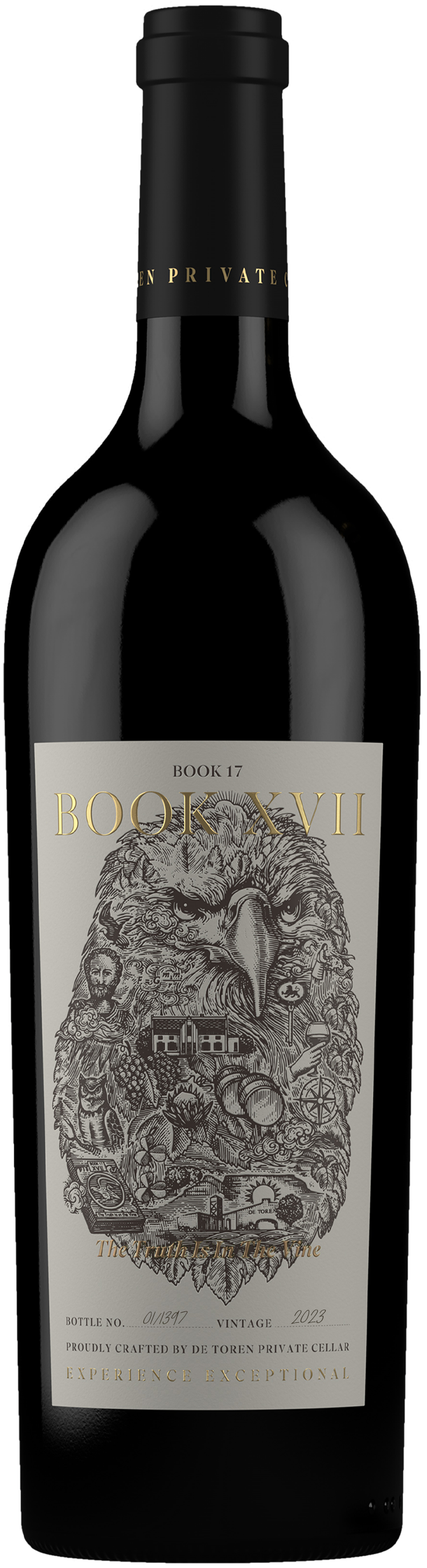 De Toren Book XVII bottle and case front view
