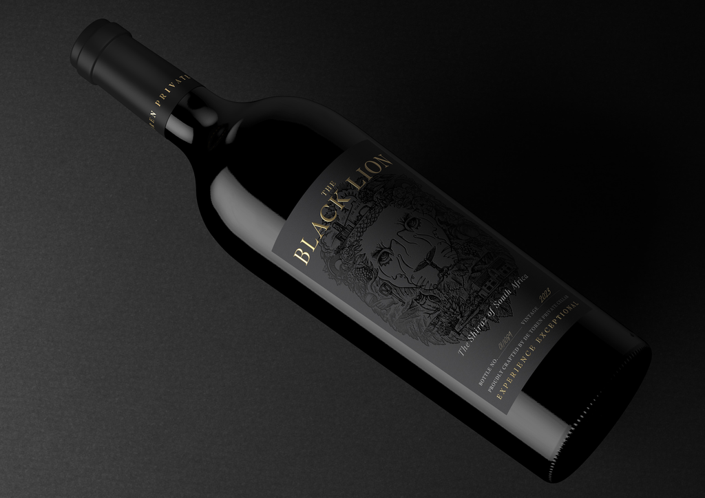 De Toren The Black Lion Shiraz 2023 bottle angled view